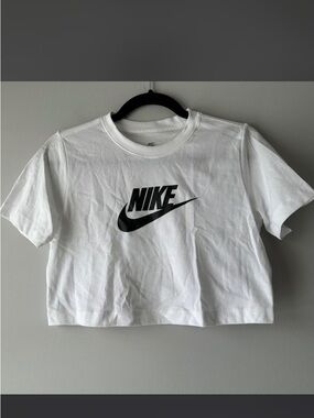 Nike White Crop Top with Black Logo